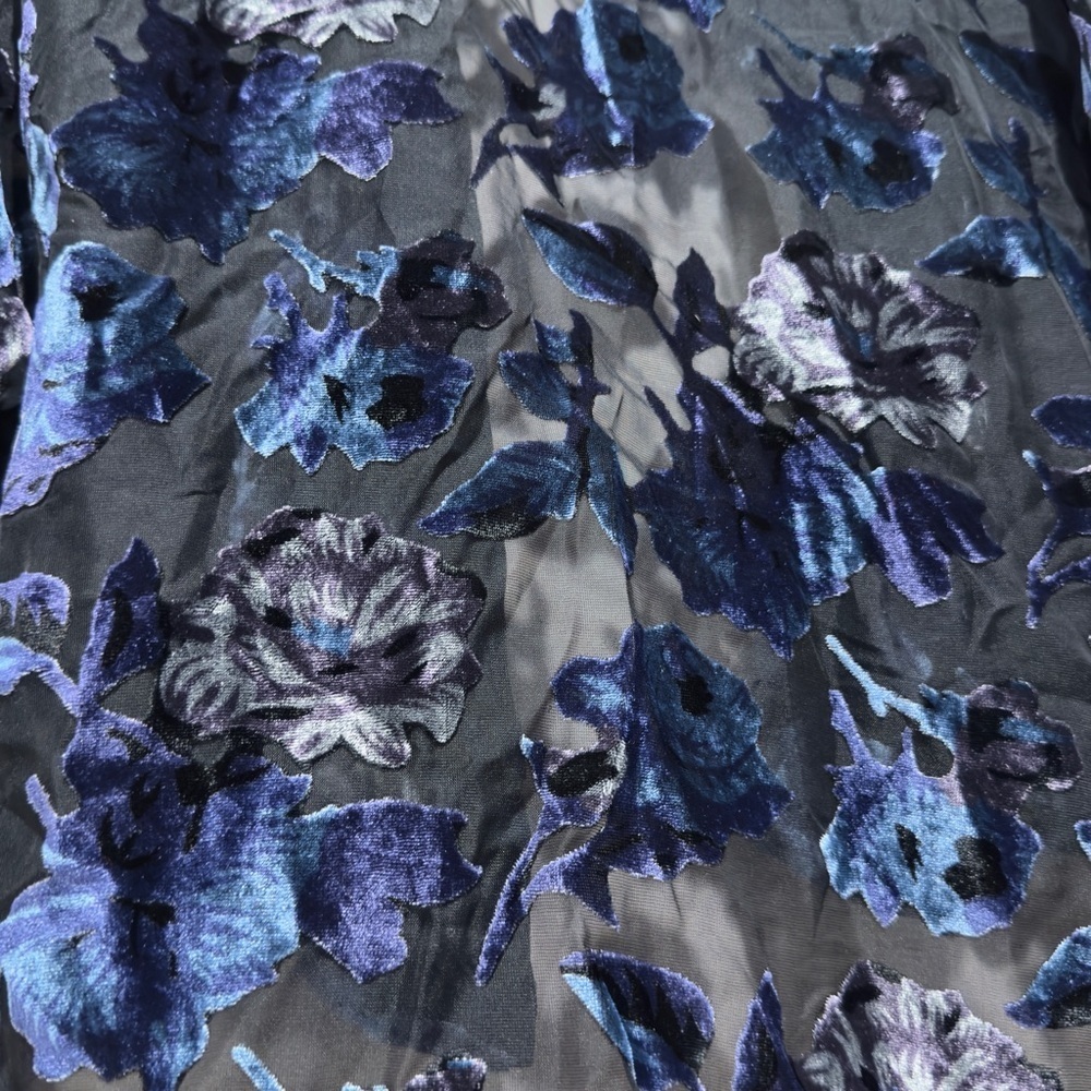 Forever 21 Burnout Velvet Floral Kimono – Black/Blue Sheer Boho Whimsigoth Shawl - Picture 9 of 9